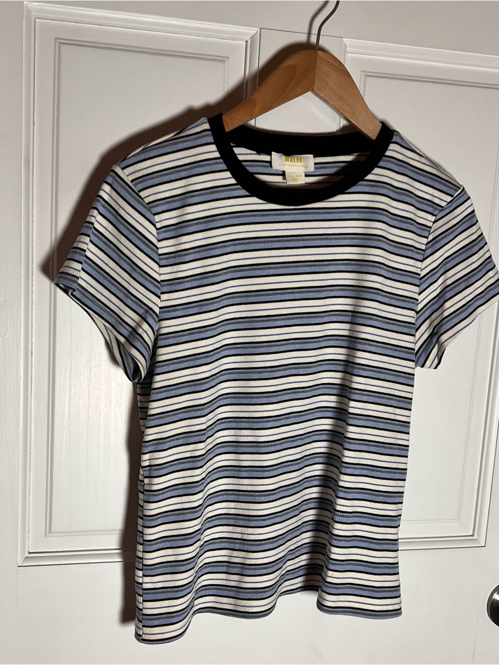 Maeve Navy and White Striped Short-Sleeve Crewneck Tee - Picture 3 of 12